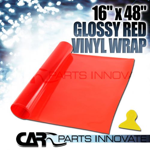 16&#034;x48&#034; glossy red vinyl wrap overlay film for tail lamp light sidemarker+tool