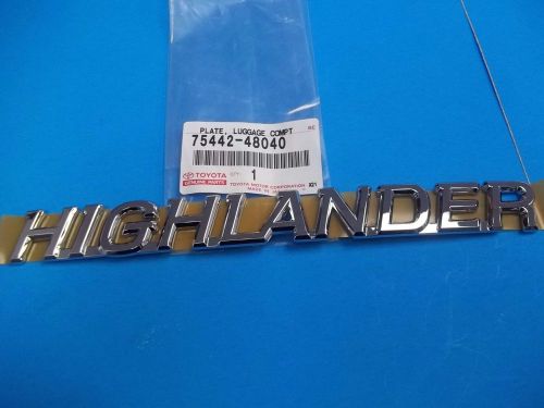 75442-48040 new oem genuine highlander liftgate emblem  plate 7544248040