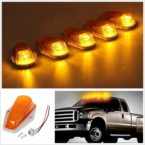 5pcs suv truck off road rv cab roof top amber led marker running light t10 blub