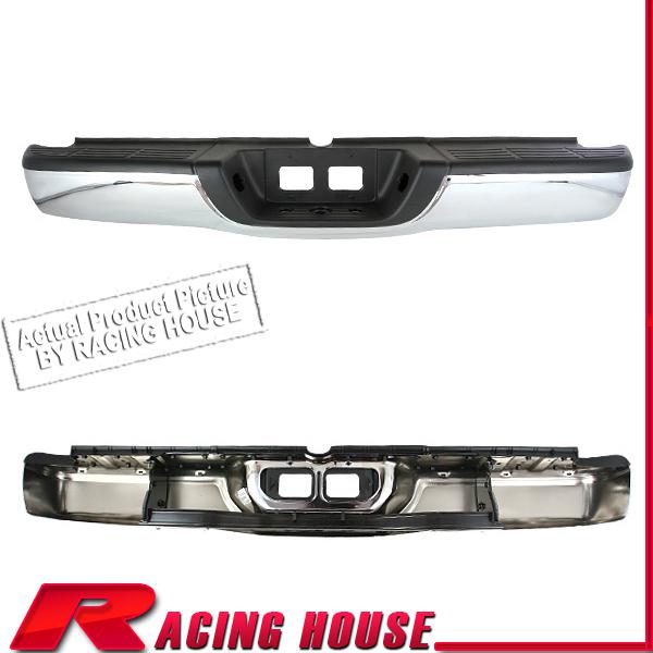 Rear step bumper steel bar w/black pad 00-06 toyota tundra base sr5 chrome 2/4wd