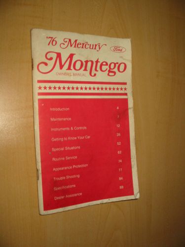 Owners manual for 1976 mercury montego...original...fair condition