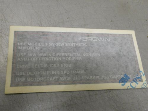 Nos kenny brown mustang 03/04 cobra engine compartment information decal