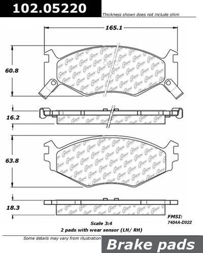 Centric 102.05220 brake pad or shoe, front-c-tek metallic brake pads