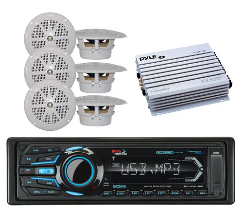 Boss marine aux ipod sd bluetooth usb radio&amp; 6 marine speakers, 400w amplifier