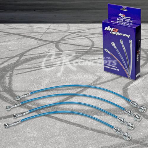 Performance stainless braided disc brake lines for 02-06 sentra b15 se/ser blue