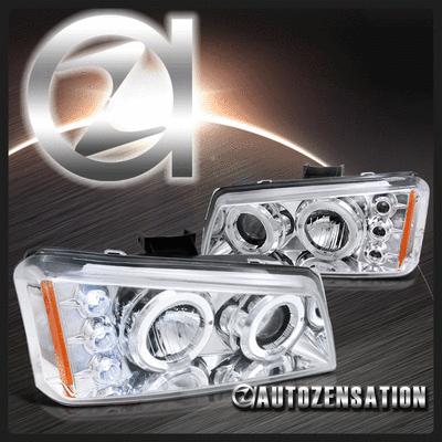 03-06 chevy silverado avalanche chrome led halo projector headlights