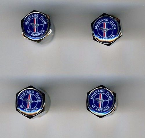 Mustang club 4 chrome plated brass tire valve caps car/bike/golf carts mustang