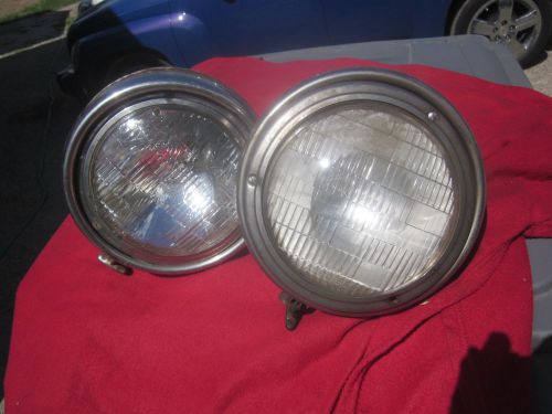 Pair of model a ford headlights 1928 1929 1930 1931 stainless converted to seal