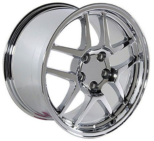 One 17x9.5 chrome z06 wheel fits corvette b1w