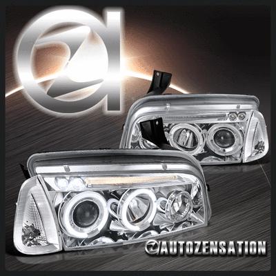 05-10 charger clear led halo projector headlights & chrome corner signal lights