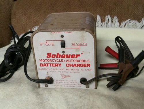 Vintage schauer motorcycle automobile battery charger 1 amp 6 &amp;12 volt works!