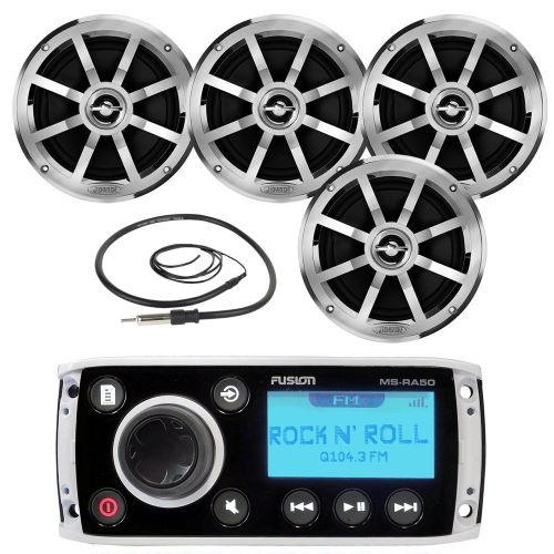 Fusion marine aux am fm receiver,antenna,jensen 6.5&#034; 75w coaxial marine speakers