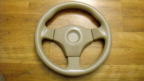 11 1/2&#034; 3spoke boat marine or race car steering wheel tan w/black aluminum 11.5&#034;