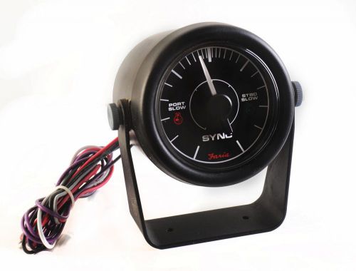 Dual engine synchronizer gauge 3 3/8&#034; black marine gas diesel sync faria usa