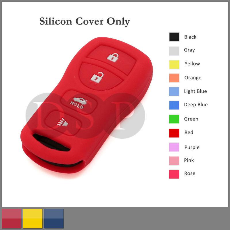 Silicone skin jacket cover holder for nissan remote key case shell 4 button rd