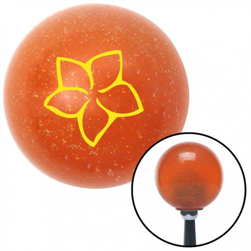 Yellow hawaiian flower #10 orange metal flake shift knob with 16mm x 1.5 insert