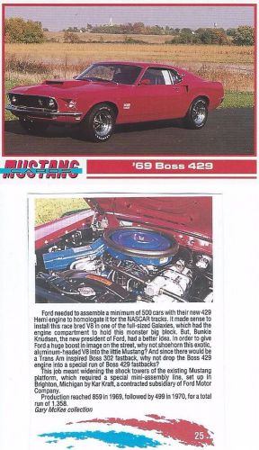 1969 mustang boss 429 collector card  2 1/2&#034;x3 1/2&#034;