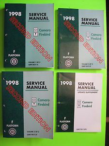 98 1998 chevrolet camaro 1998 firebird service manual set +update
