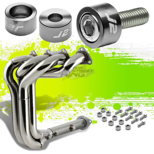 J2 for b-series exhaust manifold 4-1 tri-y header+gun metal washer cup bolt kit