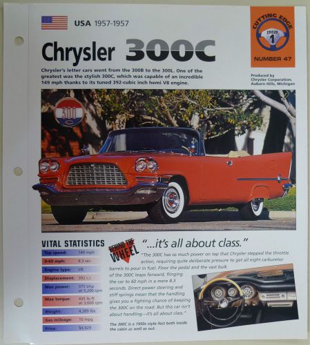 Chrysler 300c imp collector brochure specs 1957-1957 group 1, no 47
