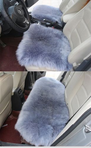 3pcs genuine sheepskin long wool car seat covers chair cushionl gray