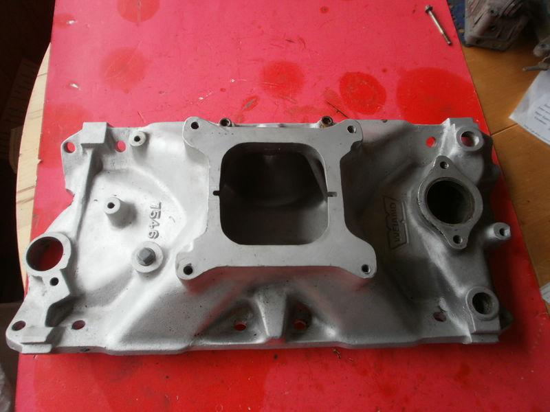 Aluminum intake manifold weiand sbc #7546 wissota imca ihra nhra rat rod