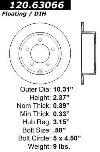 Centric 120.63066 rear brake rotor/disc-premium rotor-preferred