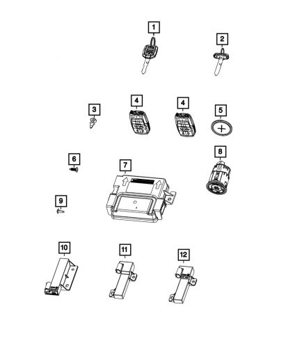 Genuine mopar integrated key fob transmitter 68575428aa