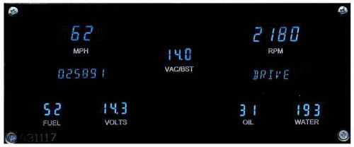 1984-87 buick regal dakota digital vfd gauge system with blue/teal lens with