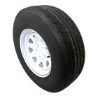Trailer tire on rim st205/75r14 load range c radial 5 lug white spoke 14&#034; wheel