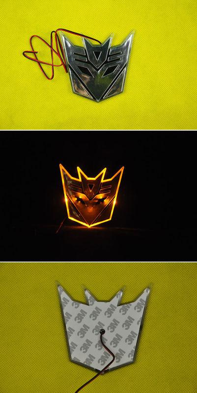 3d waterproof led transformers decepticon emblem badge decal car sticker yellow