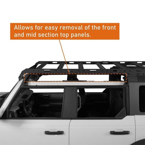 Full length roof rack cargo basket crossbar for 2021-2024 ford bronco 4-door