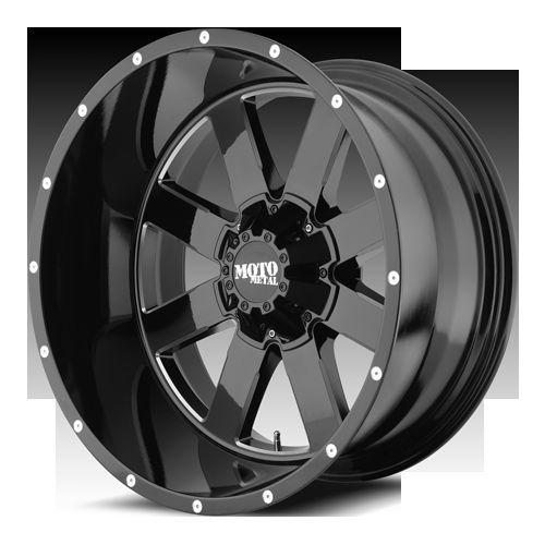 18x9 moto metal mo962 5,6,8 lug 4 new black wheels rims free caps lugs stems