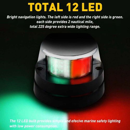 Marine boat navigation green red chrome plated housing bow bi-color light bulb