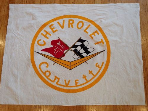 Chevrolet corvette cotton banner flag 1950&#039;s logo 39&#034; by 29&#034; reproduction