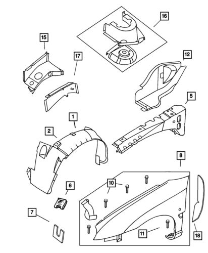 Genuine mopar front fender right 5012672ad