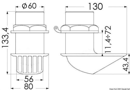 Osculati bhf (buzzi - hi - flow) thru hull scoop strainer