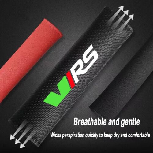 2 x vrs embroided carbon seat belt cover shoulder pads for all skoda cars