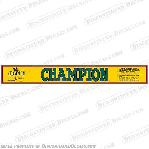 Fits 1938-1939 champion 4.4hp d2d lite twin vintage antique outboard motor decal