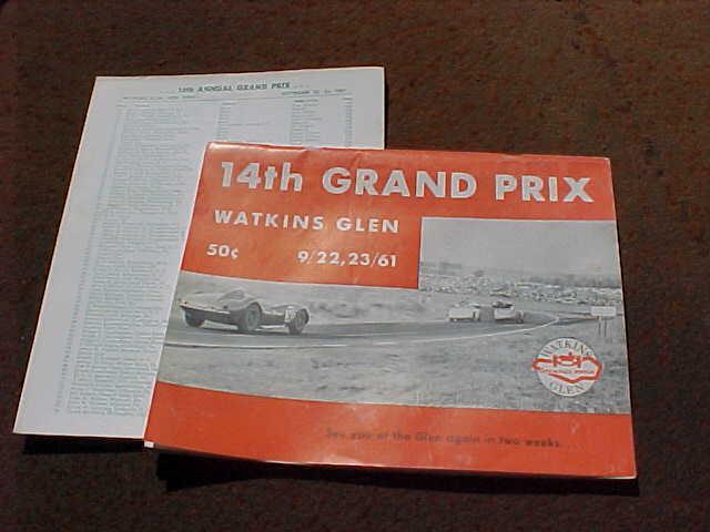 1961 watkins glen 14th grand prix race official race program 44 pgs vgc rare