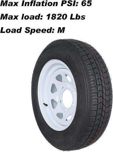 2 pack rvpuиk $t20Ƽ/7Ƽd1Ƽ bias trailer tire with 15&#034; white wheel - 5 on 4-1/2&#034;