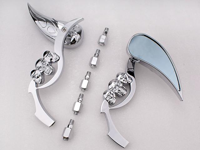 Chrome 3d skeleton skull teardrop mirror for honda rebel shadow spirit vtx vt 