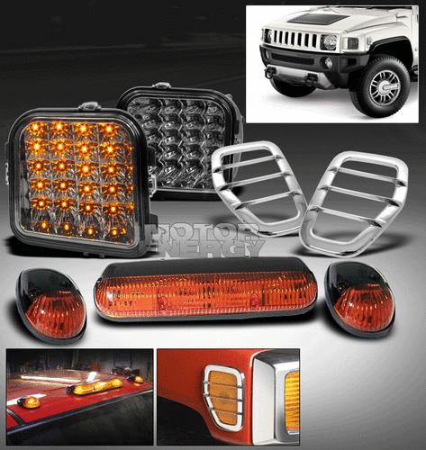 2006-2010 hummer h3 led smoke corner+cab roof running+side marker cover lights