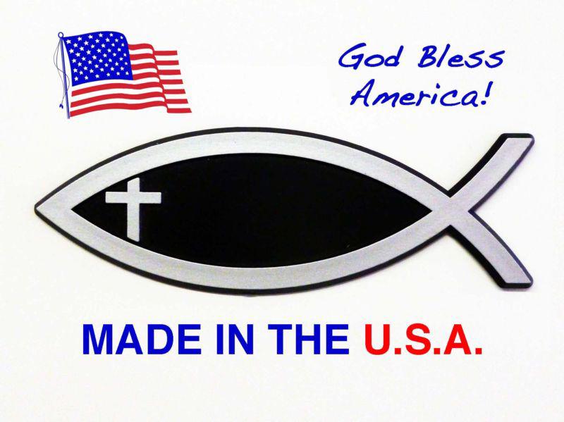 1 christian fish emblem with simple cross 5.5" for your auto, car, truck or ...