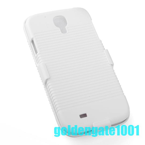 Shell phone case cover white swivel holster belt clip for samsung galaxy s4  