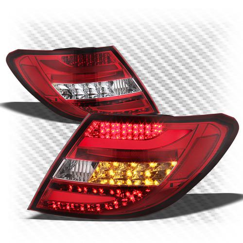 08-10 w204 c-class red clear philips-led perform tail lights rear lamps upgrade