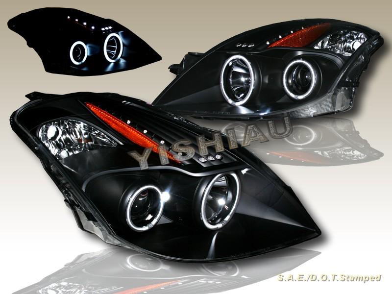 08 09 10 nissan altima two ccfl halo projector led headlights 2d jdm black coupe