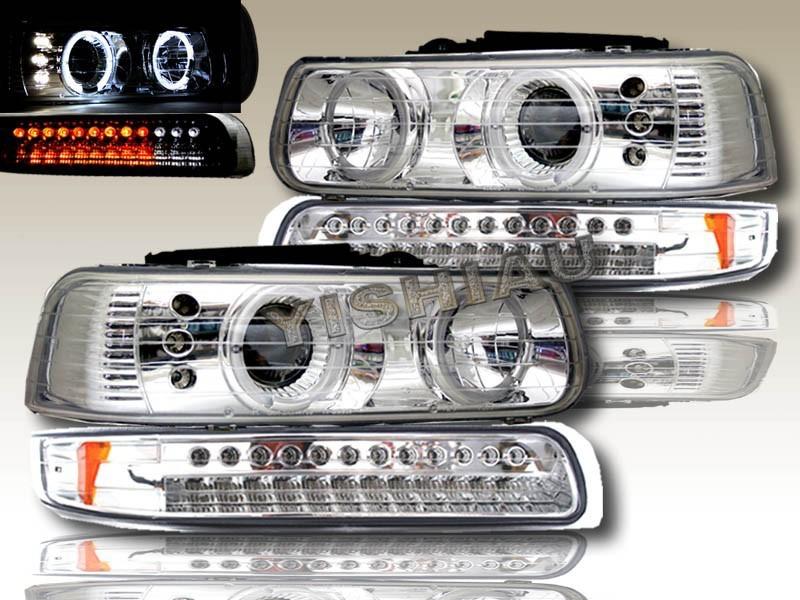 99 00 01 02 silverado 1500 halo headlights led bumper c