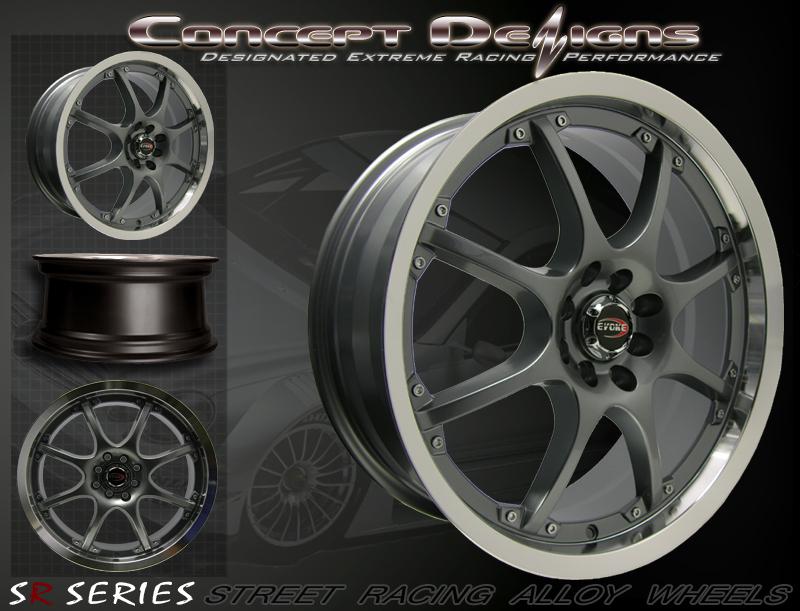 18" evoke c8 wheels rims 8h/4 lug gunmetal 4x100/108