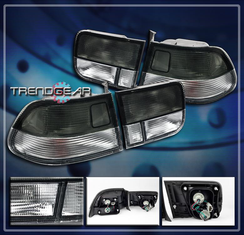 96-00 honda civic 2dr tail lights jdm smoke/clear 97 98